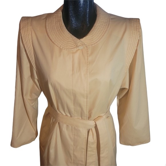 Vintage 80's Misty Harbour By Niccolini Pale Yellow Belted Trench Coat - Picture 2 of 8